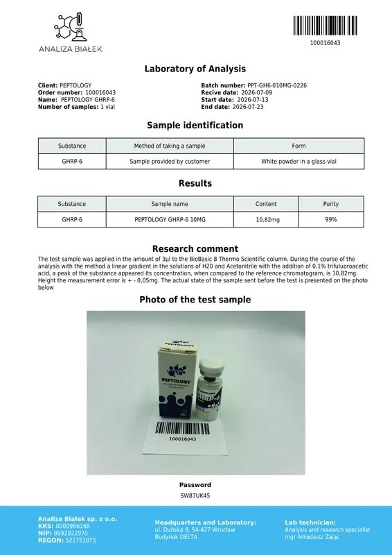 GHRP-6 10 mg – Ghrelin-Mimetikum (GHS-R1a-Agonist) zur GH-Sekretion – Bild 2
