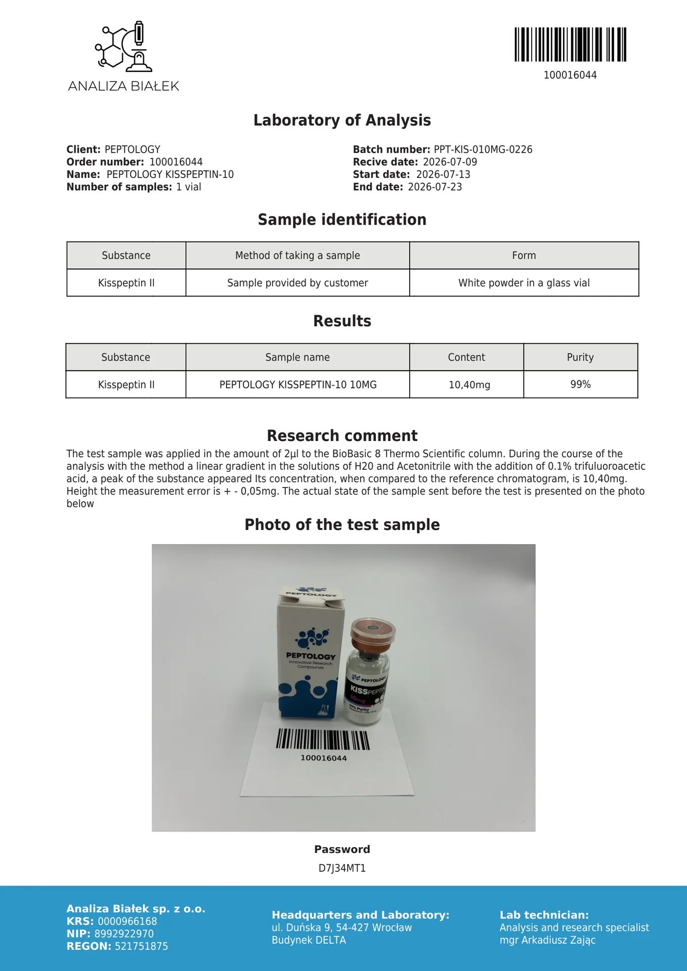 Kisspeptin-10 5 mg / 10 mg – Dekapeptid, KISS1R-Agonist (GnRH-Achse) – Bild 3