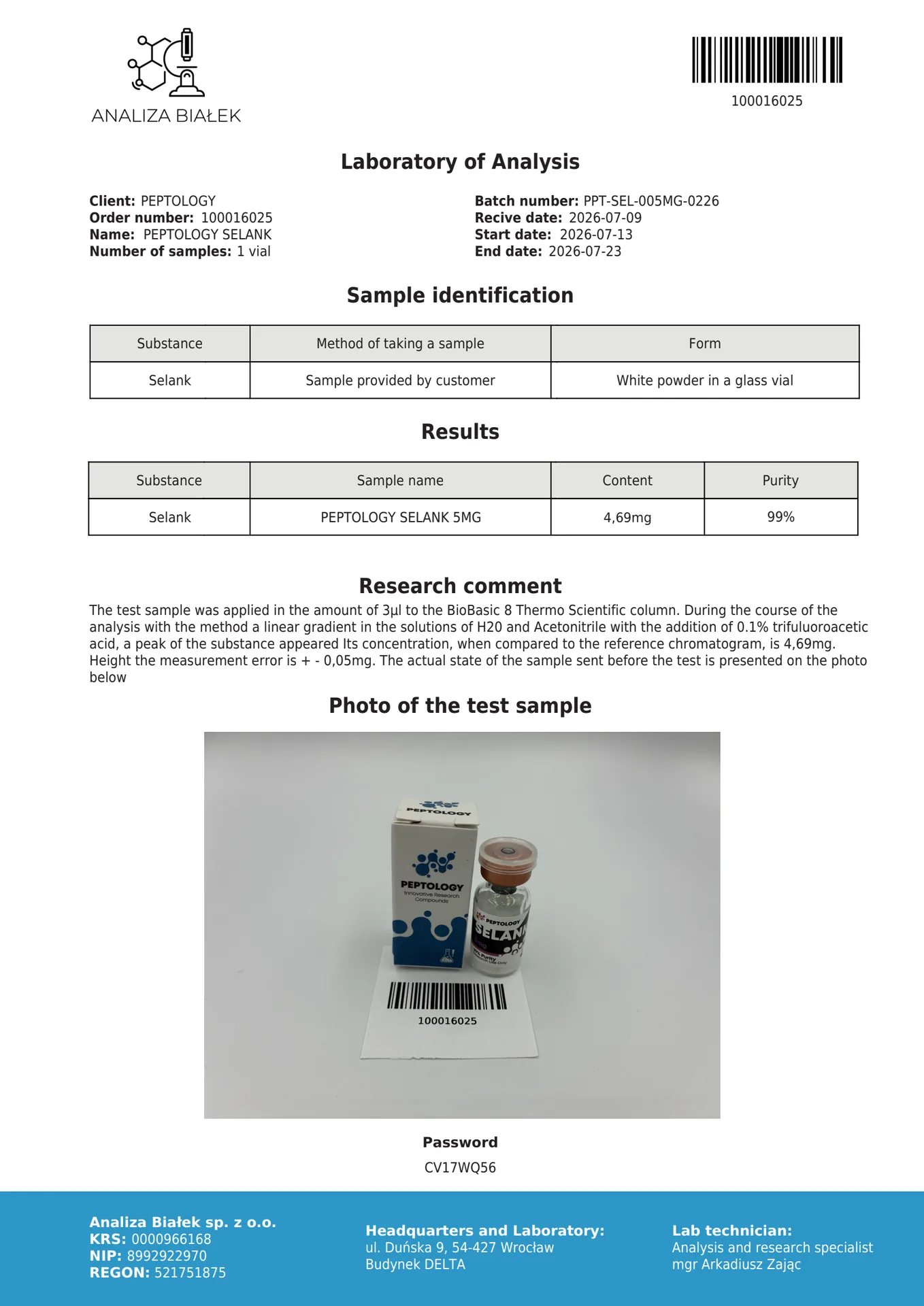 Selank 5mg/10mg – synthetisches Tuftsin-Analogon (Heptapeptid) – Bild 2